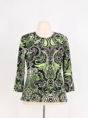 J. MCLAUGHLIN Signature Tee Paisley Bloom Catalina Cloth Crewneck Size L